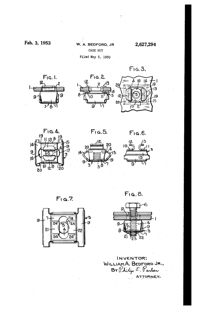 drawing of cage nut patent